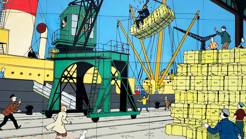 illustration de TinTin sur les chantiers de Saint Nazaire