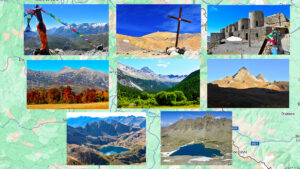 Montage avec des photos des sommets de plus de 3000m dans les Alpes du Sud et les Ecrins
