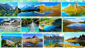 Montage de photo avec le plus beau lac des Alpes du sud