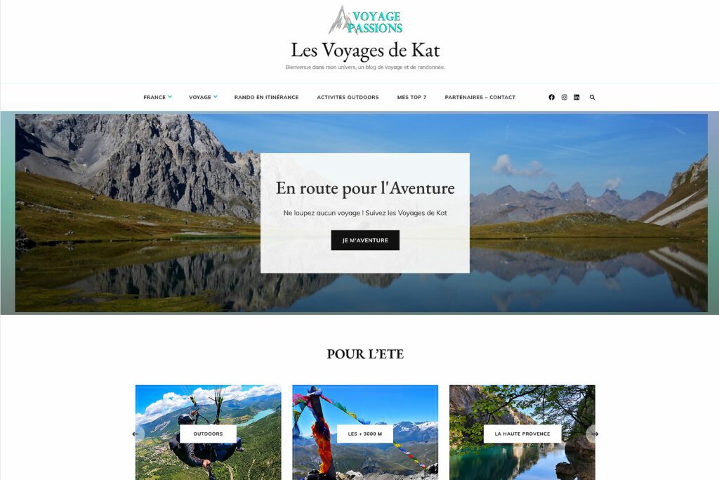 page du Blog de randonnée et voyage des Voyages de Kat