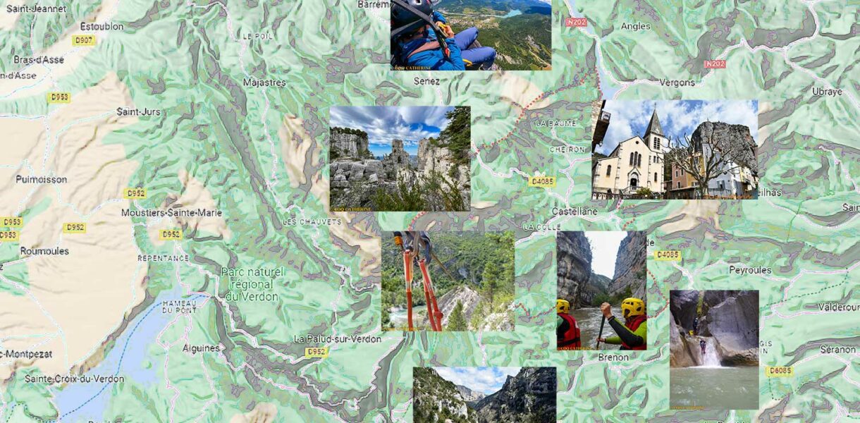 carte des activités sportives autour de Castellane dans le verdon