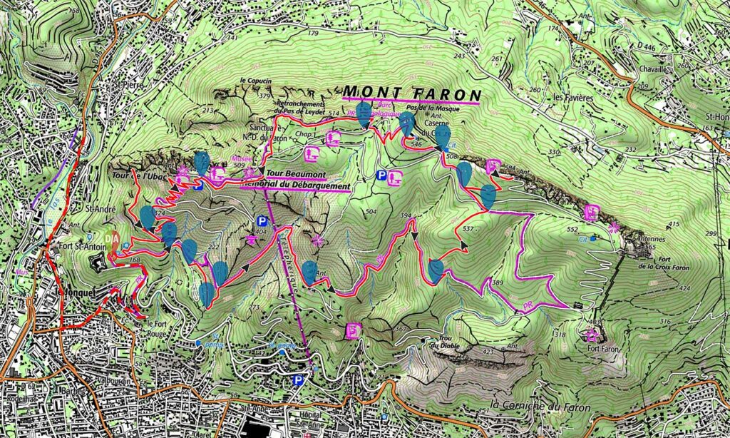 Carte IGN de l’itinéraire de la rando au Mont Faron