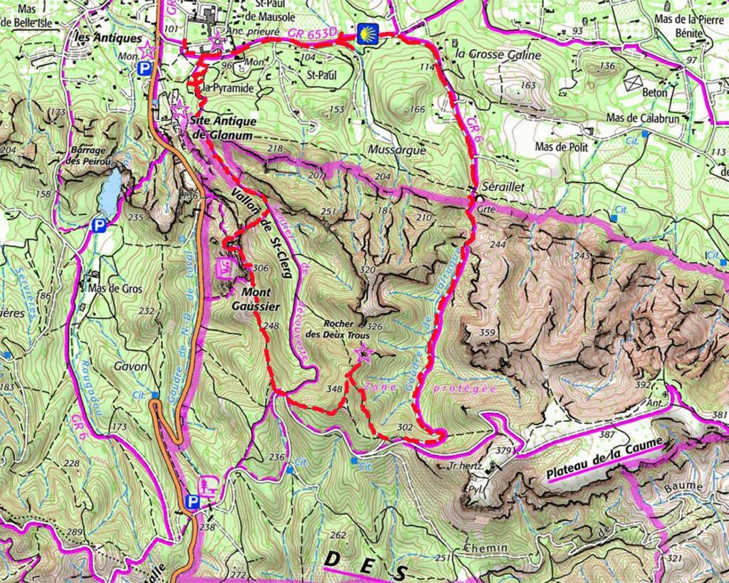 Carte IGN de l’itinéraire de la rando au Mont Gaussier