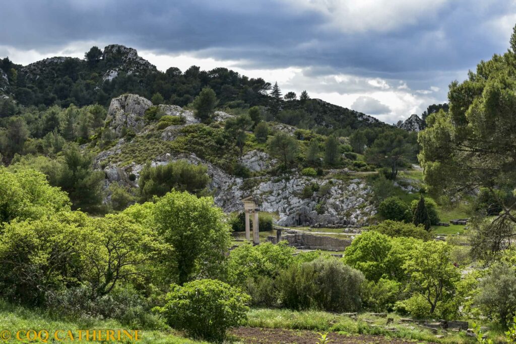 les ruines de glanum au milieu des montagnes