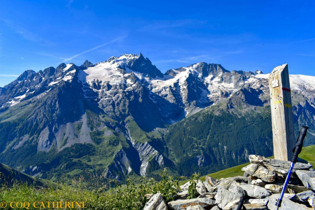 le panorama sur le massif de la Meije depuis le Signal de la Grave