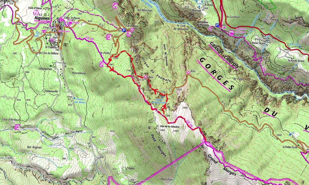 carte IGN de l’itinéraire de la rando pour le sommet du grand Marges