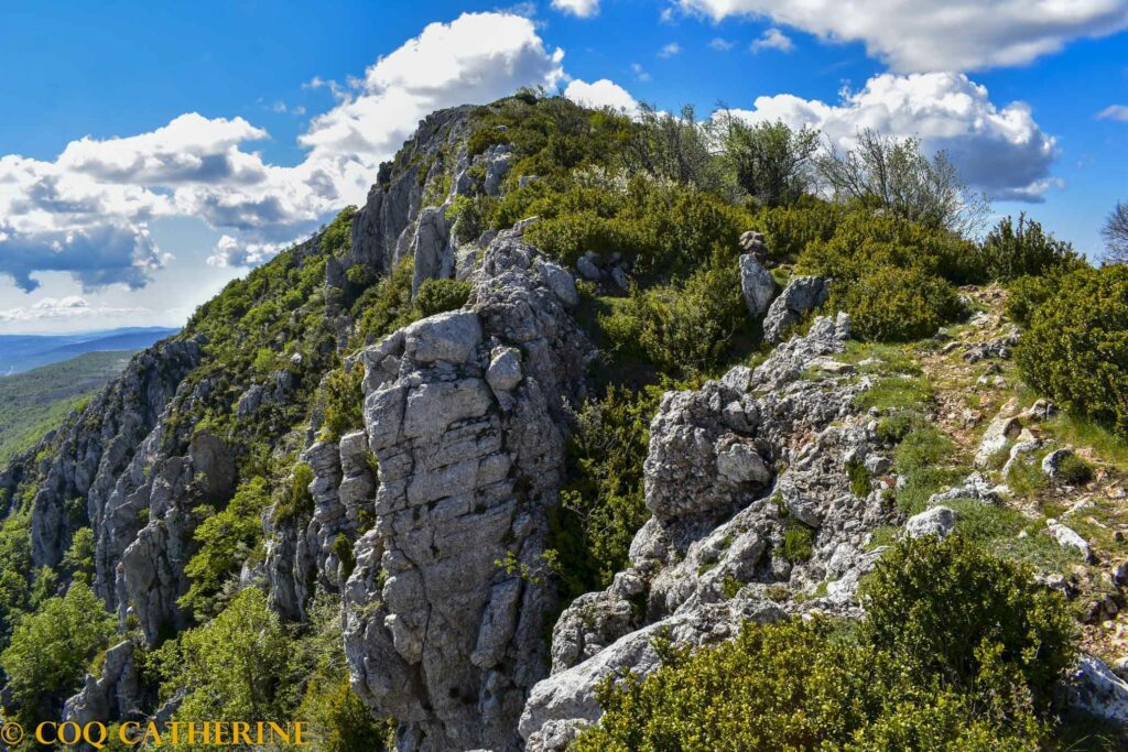 le chemin pour le sommet du grand Marges avec des falaises