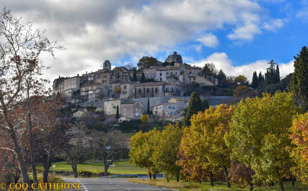 Panorama sur le village de Simiane la Rotonde dominé par le château