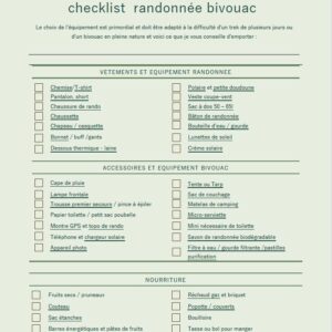 Cheklist équipement pour randonnée