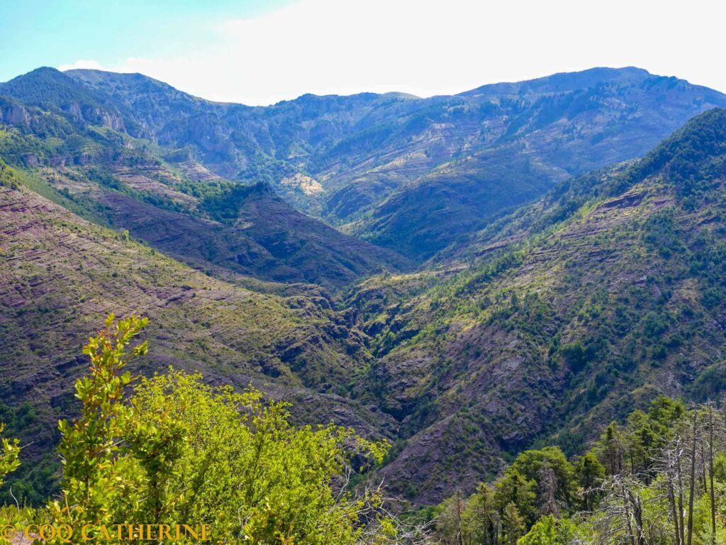 Panorama sur les montagnes de Daluis et des hautes Gorges d’Amen