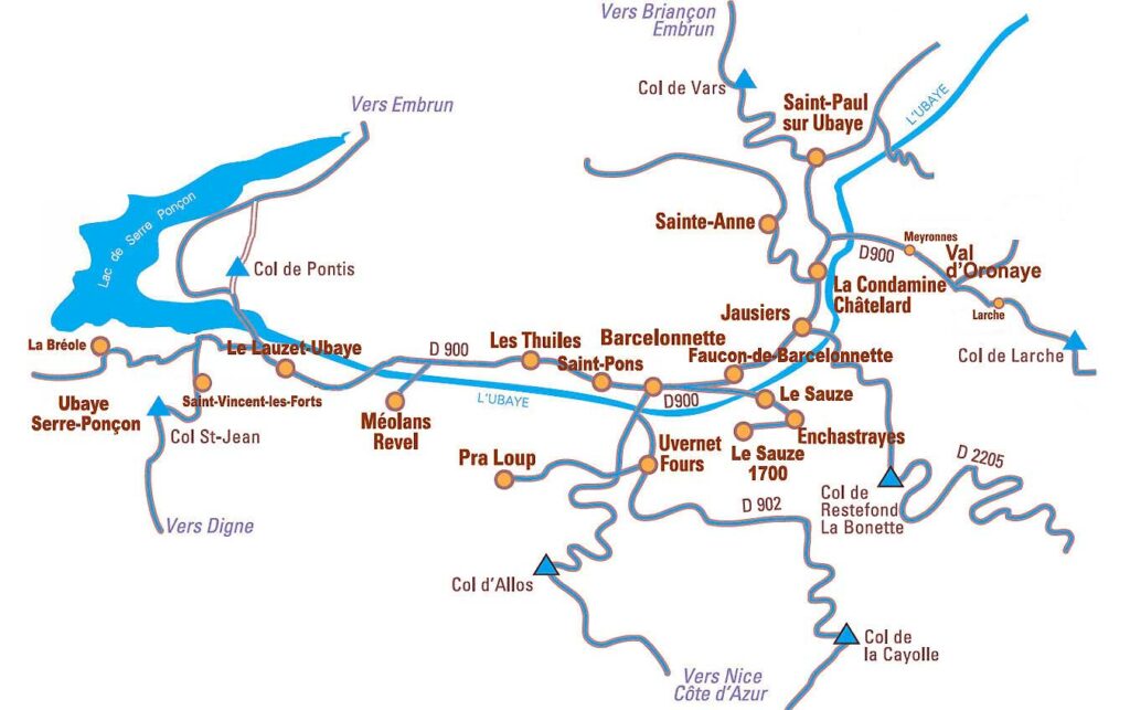 carte des routes de l’Ubaye