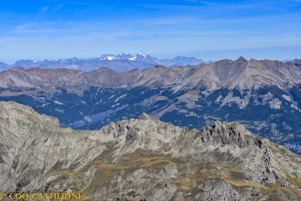 Panorama sur les glaciers du massif des Ecrins avec les glaciers