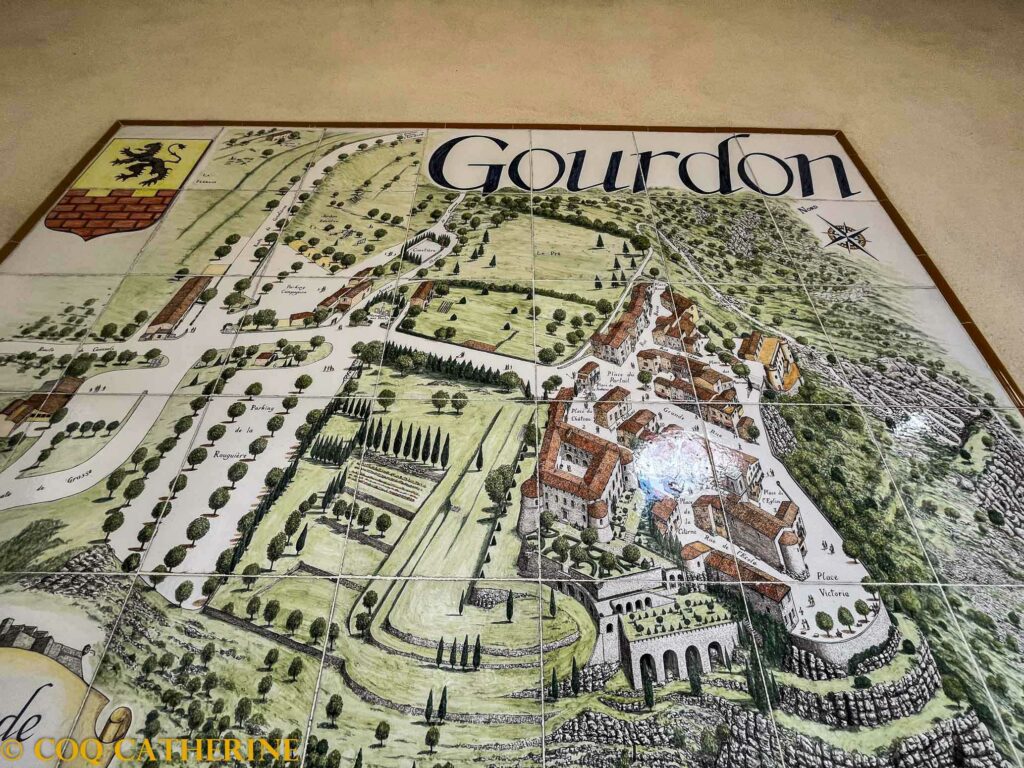 Plan en peinture du village de Gourdon