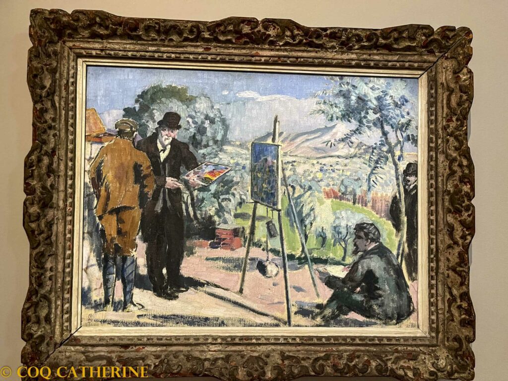 Une peinture représentant Cézanne qui peint la montagne de la Sainte Victoire