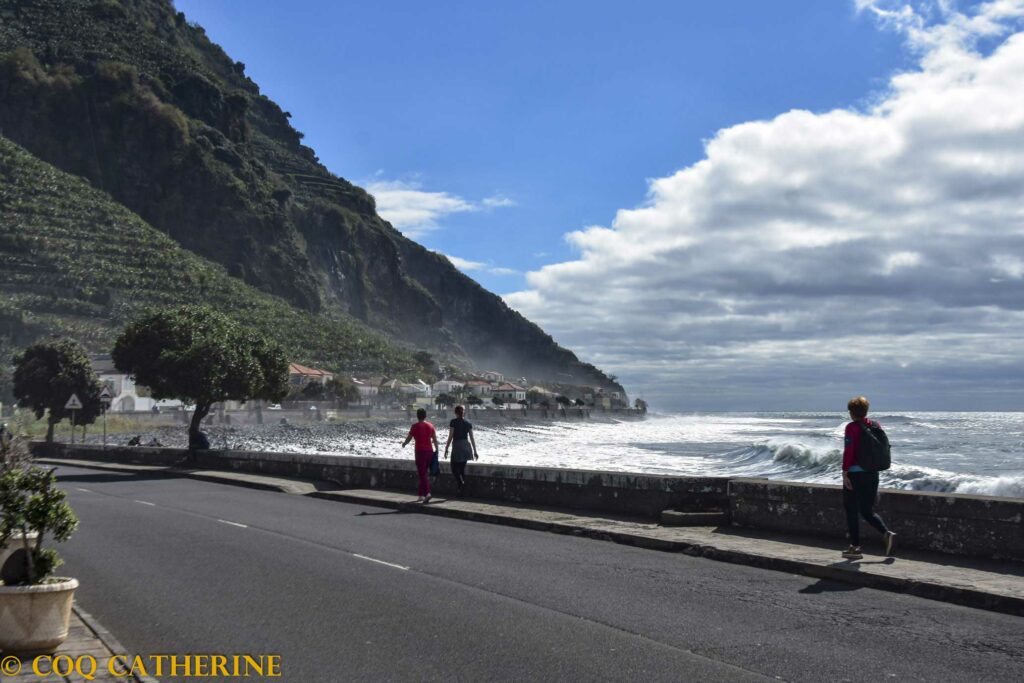 la plage de Madalena do Mar une les vagues et les bananeraies dans les montagnes