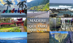 montage photos avec des vues de Madère, les levadas, les plages, la cote, les cascades