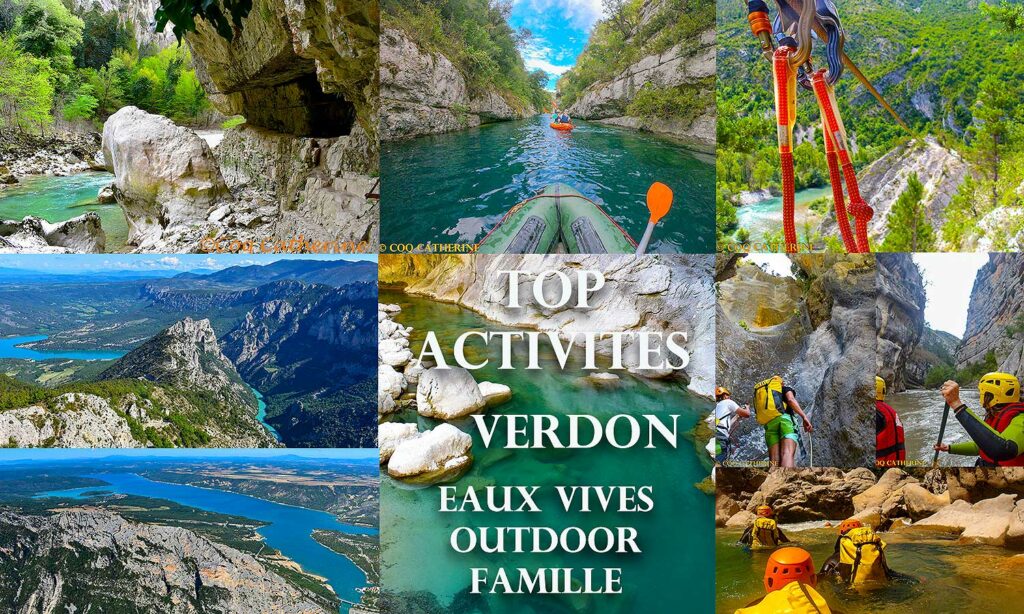 Diverses photos des activités du Verdon avec rafting, canyoning et randonnée montage photo activites verdon